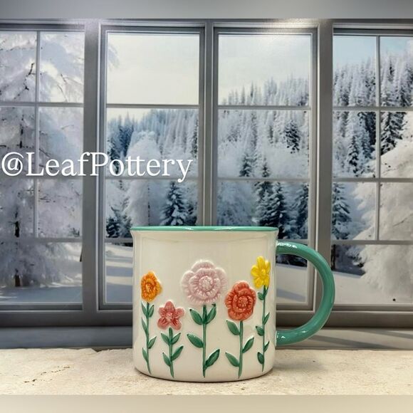 Happy Flowers Multi Colored Ceramic 18oz Camper Mug - Picture 9 of 9